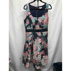 NEW YORK & COMPANY Women's Fit Flare Dress Floral Print Black Size L